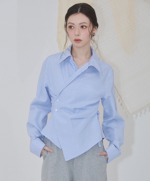 ENVYM（アンビー）の「カシュクールブラウス（シャツ/ブラウス・レディース・ホワイト/ピンク/サックスブルー/ブルー・FREE）」の6枚目の写真