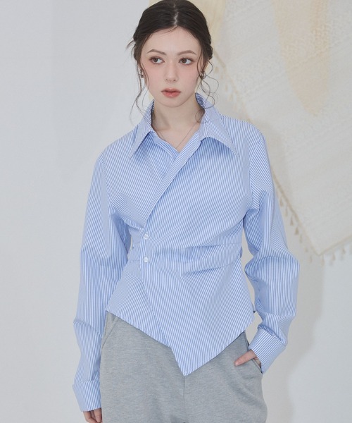 ENVYM（アンビー）の「カシュクールブラウス（シャツ/ブラウス・レディース・ホワイト/ピンク/サックスブルー/ブルー・FREE）」の9枚目の写真