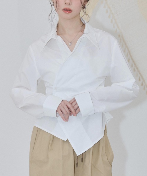 ENVYM（アンビー）の「カシュクールブラウス（シャツ/ブラウス・レディース・ホワイト/ピンク/サックスブルー/ブルー・FREE）」の14枚目の写真