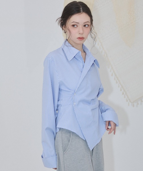 ENVYM（アンビー）の「カシュクールブラウス（シャツ/ブラウス・レディース・ホワイト/ピンク/サックスブルー/ブルー・FREE）」の7枚目の写真