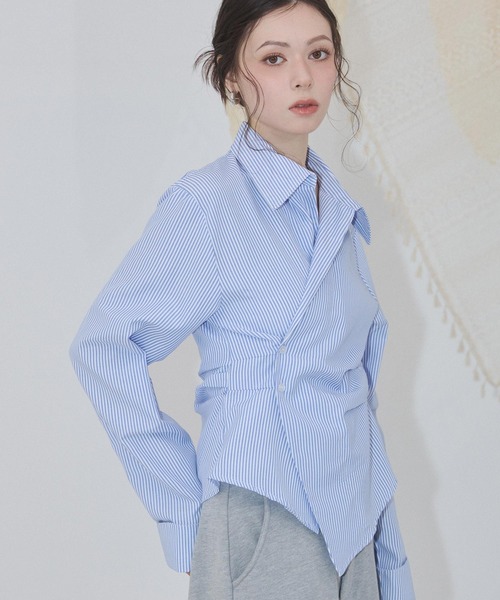 ENVYM（アンビー）の「カシュクールブラウス（シャツ/ブラウス・レディース・ホワイト/ピンク/サックスブルー/ブルー・FREE）」の8枚目の写真