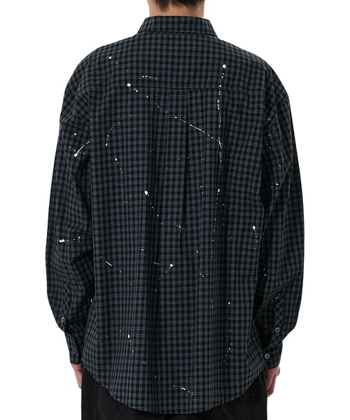 OY（オーワイ）の「『OY/オーワイ』SPLATTERED CHECK SHIRT/スプラッタードチェック シャツ（シャツ/ブラウス・メンズ・ブラック・L/M）」の4枚目の写真