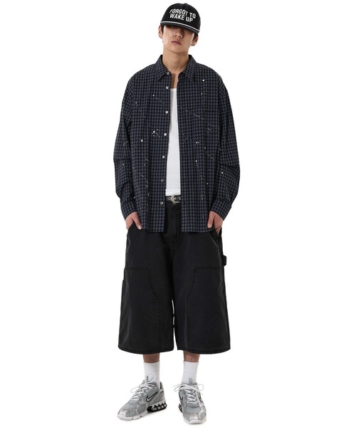 OY（オーワイ）の「『OY/オーワイ』SPLATTERED CHECK SHIRT/スプラッタードチェック シャツ（シャツ/ブラウス・メンズ・ブラック・L/M）」の5枚目の写真