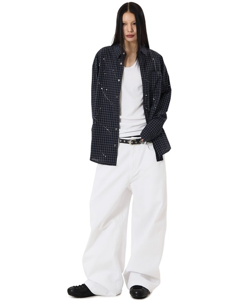 OY（オーワイ）の「『OY/オーワイ』SPLATTERED CHECK SHIRT/スプラッタードチェック シャツ（シャツ/ブラウス・メンズ・ブラック・L/M）」の7枚目の写真