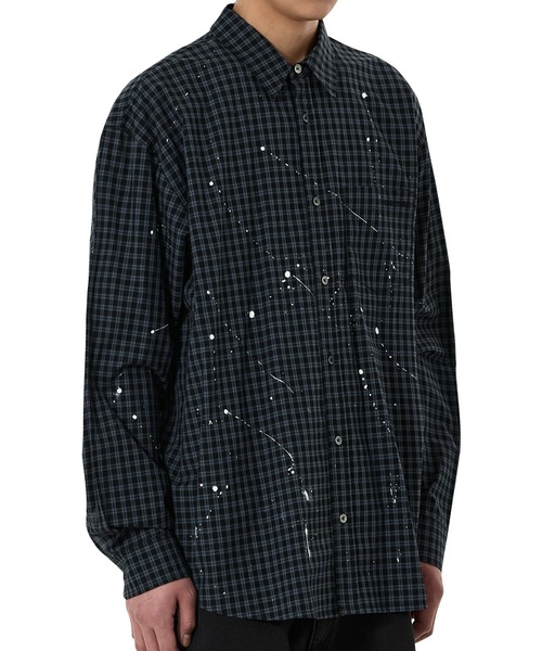 OY（オーワイ）の「『OY/オーワイ』SPLATTERED CHECK SHIRT/スプラッタードチェック シャツ（シャツ/ブラウス・メンズ・ブラック・L/M）」の3枚目の写真