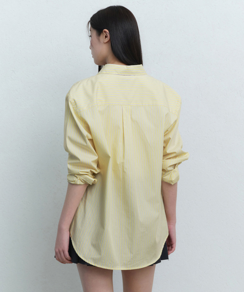 MUSINSA STANDARD WOMAN（ムシンサスタンダードウーマン）の「ウィメンズストライプリラックスドポプリンシャツ[レモン]（シャツ/ブラウス・レディース・その他・MEDIUM/LARGE/X-SMALL/SMALL）」の4枚目の写真