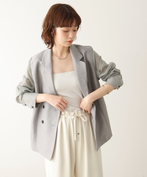Bou Jeloud（ブージュルード）の「袖オーガンジーテーラージャケット（テーラードジャケット・レディース・ベージュ/グレー・38）」の19枚目の写真