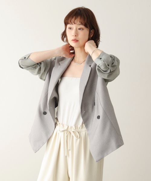 Bou Jeloud（ブージュルード）の「袖オーガンジーテーラージャケット（テーラードジャケット・レディース・ベージュ/グレー・38）」の21枚目の写真