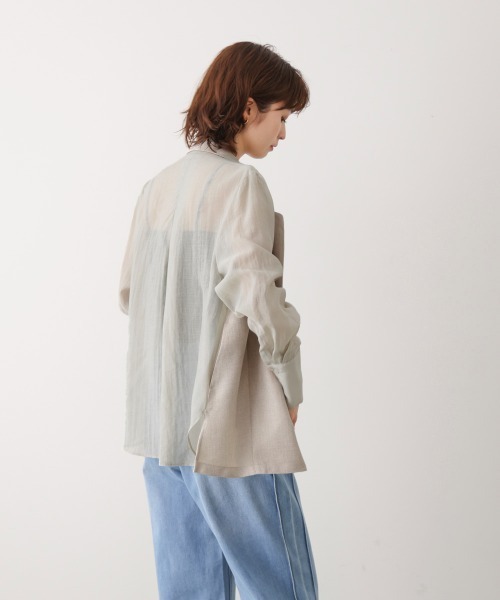 Bou Jeloud（ブージュルード）の「袖オーガンジーテーラージャケット（テーラードジャケット・レディース・ベージュ/グレー・38）」の3枚目の写真