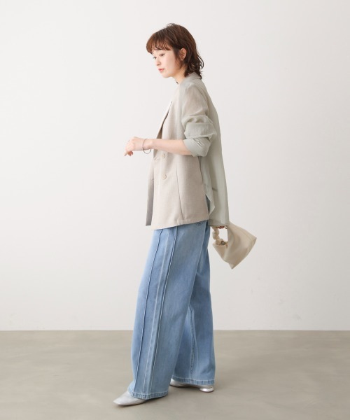 Bou Jeloud（ブージュルード）の「袖オーガンジーテーラージャケット（テーラードジャケット・レディース・ベージュ/グレー・38）」の6枚目の写真