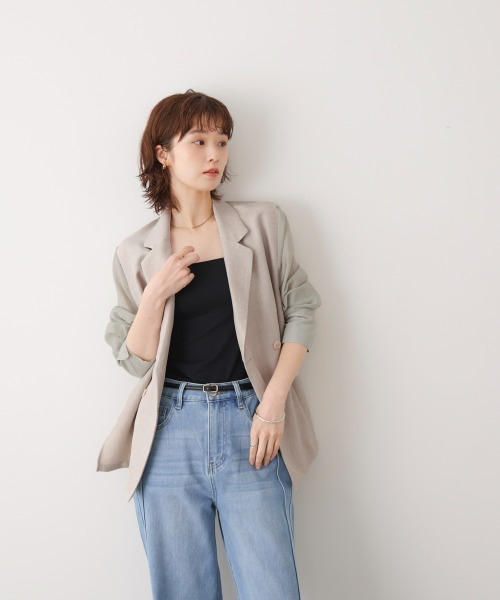Bou Jeloud（ブージュルード）の「袖オーガンジーテーラージャケット（テーラードジャケット・レディース・ベージュ/グレー・38）」の7枚目の写真