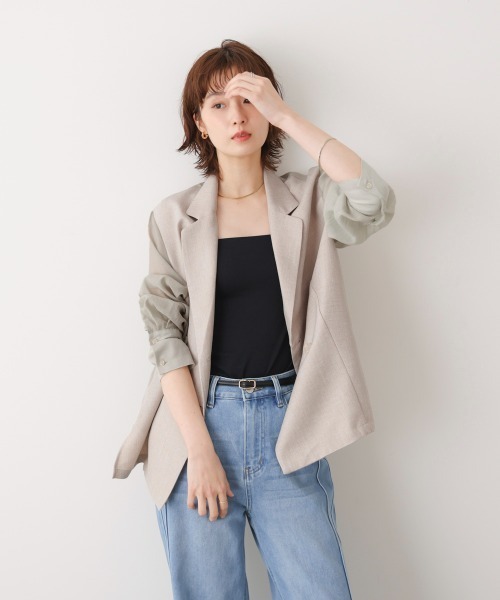 Bou Jeloud（ブージュルード）の「袖オーガンジーテーラージャケット（テーラードジャケット・レディース・ベージュ/グレー・38）」の11枚目の写真