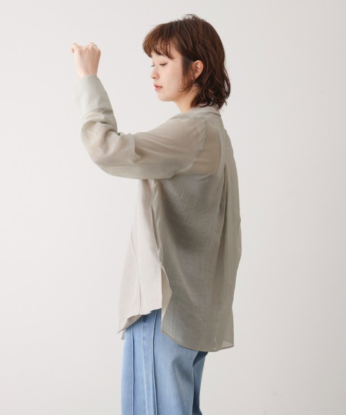 Bou Jeloud（ブージュルード）の「袖オーガンジーテーラージャケット（テーラードジャケット・レディース・ベージュ/グレー・38）」の12枚目の写真