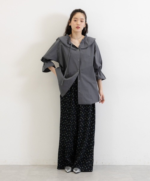 RAGEBLUE(レイジブルー)の「2WAYコットンフリルチュニック(シャツ/ブラウス・レディース・ブラック/ホワイト・FREE)」の9枚目の写真