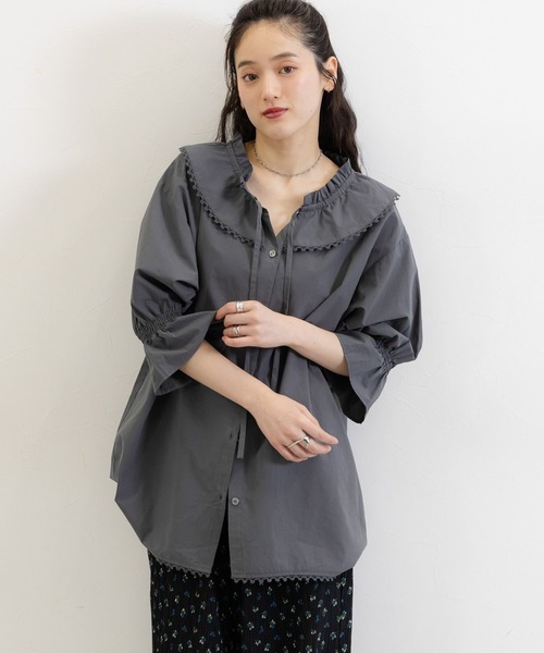 RAGEBLUE(レイジブルー)の「2WAYコットンフリルチュニック(シャツ/ブラウス・レディース・ブラック/ホワイト・FREE)」の12枚目の写真