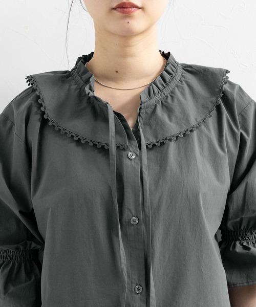 RAGEBLUE(レイジブルー)の「2WAYコットンフリルチュニック(シャツ/ブラウス・レディース・ブラック/ホワイト・FREE)」の15枚目の写真