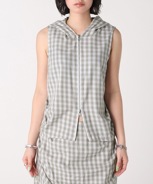 forget-me-nots(フォーゲットミーノッツ)の「FULL ZIP HOODED VEST FMN-26SS-VE-001(その他アウター・レディース・ベージュ/オリーブ・FREE)」の1枚目の写真
