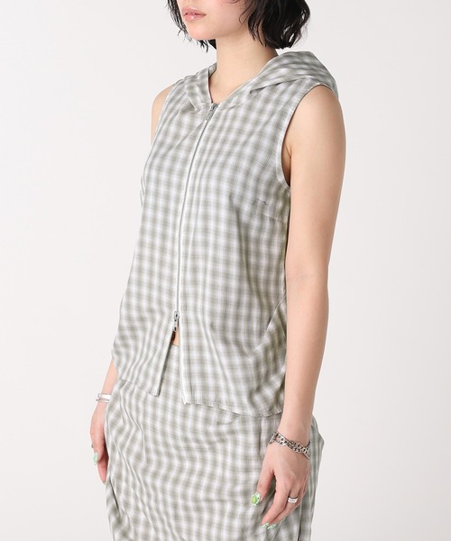 forget-me-nots(フォーゲットミーノッツ)の「FULL ZIP HOODED VEST FMN-26SS-VE-001(その他アウター・レディース・ベージュ/オリーブ・FREE)」の3枚目の写真