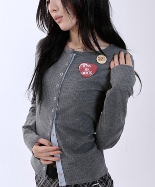 runningHIGH(ランニングハイ)の「A'GEM/9 × .kom 『runningHIGH/ランニングハイ』 STAR POINT SLIM CARDIGAN/スターポイントスリムカーディガン(カーディガン/ボレロ・レディース・グレー/ネイビー・FREE)」の4枚目の写真