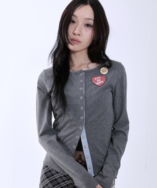 runningHIGH(ランニングハイ)の「A'GEM/9 × .kom 『runningHIGH/ランニングハイ』 STAR POINT SLIM CARDIGAN/スターポイントスリムカーディガン(カーディガン/ボレロ・レディース・グレー/ネイビー・FREE)」の3枚目の写真