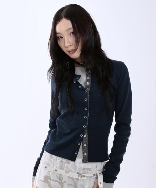 runningHIGH(ランニングハイ)の「A'GEM/9 × .kom 『runningHIGH/ランニングハイ』 STAR POINT SLIM CARDIGAN/スターポイントスリムカーディガン(カーディガン/ボレロ・レディース・グレー/ネイビー・FREE)」の14枚目の写真