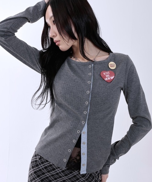 runningHIGH(ランニングハイ)の「A'GEM/9 × .kom 『runningHIGH/ランニングハイ』 STAR POINT SLIM CARDIGAN/スターポイントスリムカーディガン(カーディガン/ボレロ・レディース・グレー/ネイビー・FREE)」の5枚目の写真