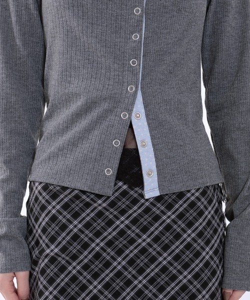 runningHIGH(ランニングハイ)の「A'GEM/9 × .kom 『runningHIGH/ランニングハイ』 STAR POINT SLIM CARDIGAN/スターポイントスリムカーディガン(カーディガン/ボレロ・レディース・グレー/ネイビー・FREE)」の6枚目の写真