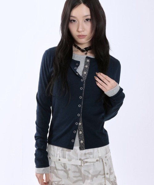 runningHIGH(ランニングハイ)の「A'GEM/9 × .kom 『runningHIGH/ランニングハイ』 STAR POINT SLIM CARDIGAN/スターポイントスリムカーディガン(カーディガン/ボレロ・レディース・グレー/ネイビー・FREE)」の13枚目の写真