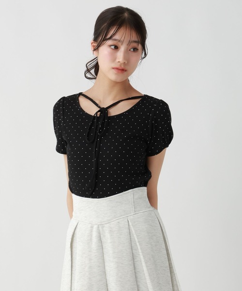 セール】ドットリボンチョーカーTシャツ（Tシャツ/カットソー