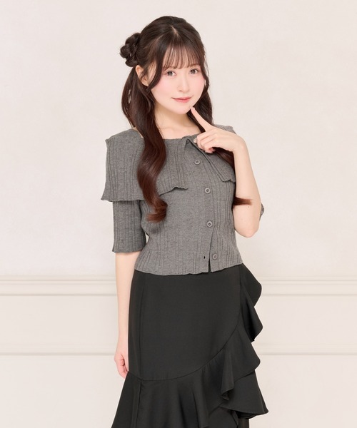 apres jour（アプレジュール）の「オフショル風ビッグカラーニットカーディガン（カーディガン/ボレロ・レディース・アイボリー/ブルー/チャコールグレー/ブラック・フリー/X-LARGE）」の22枚目の写真