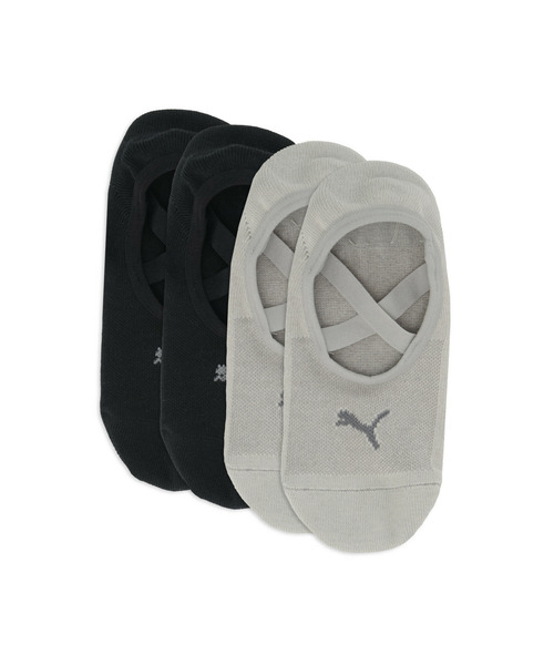 PUMA(プーマ)の「PUMA プーマ ウィメンズ プーマ ヨガ フットカバー 2P(ソックス/靴下・レディース・ホワイト/ブラック×グレー・23.0cm/25.0cm)」の4枚目の写真