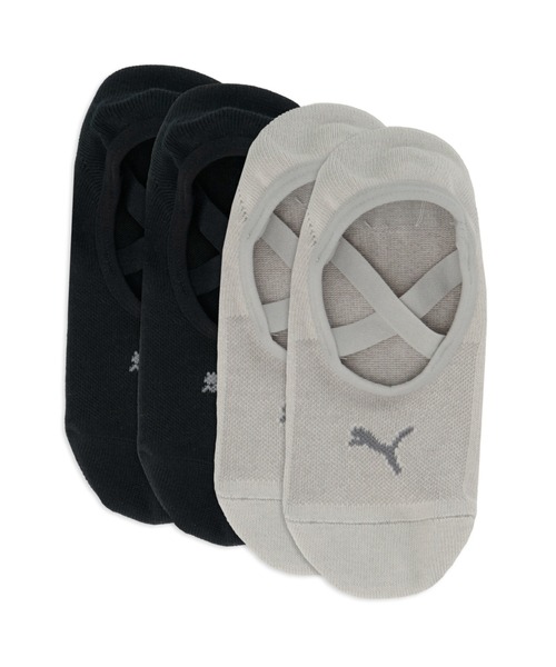 PUMA(プーマ)の「PUMA プーマ ウィメンズ プーマ ヨガ フットカバー 2P(ソックス/靴下・レディース・ホワイト/ブラック×グレー・23.0cm/25.0cm)」の2枚目の写真