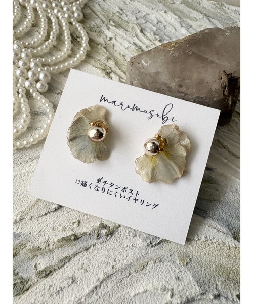 tone(トーン)の「【marumusubi】flowery.violaピアス(MA)(ピアス(両耳用)・レディース・ピンク/ブルー・FREE)」の7枚目の写真