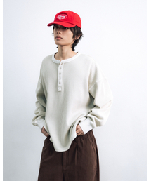 ANGLAN（アングラン）の「Waffle Henley Long Sleeve - Ivory（Tシャツ/カットソー）」