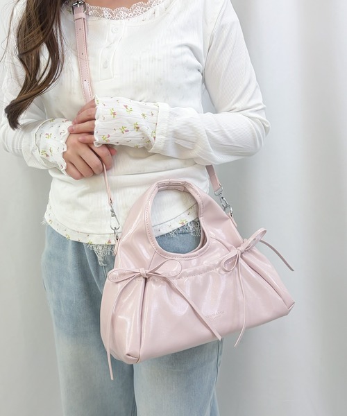 frunco(フランコ)の「韓国風/2WAY/【ZOZOTOWN限定】リボン ミニショルダーバッグ(ショルダーバッグ・レディース・アイボリー/ピンク/レッド/イエロー/ブラック・FREE)」の1枚目の写真