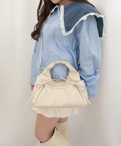 frunco(フランコ)の「韓国風/2WAY/【ZOZOTOWN限定】リボン ミニショルダーバッグ(ショルダーバッグ・レディース・アイボリー/ピンク/レッド/イエロー/ブラック・FREE)」の13枚目の写真