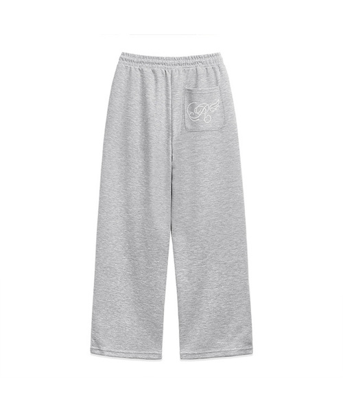RANDOMOFF(ランダムオフ)の「R DOT WING MINI ONE TUCK WIDE SWEAT PANTS (2color)(スウェットパンツ・レディース・ブラック/グレー・SMALL/MEDIUM/LARGE)」の2枚目の写真