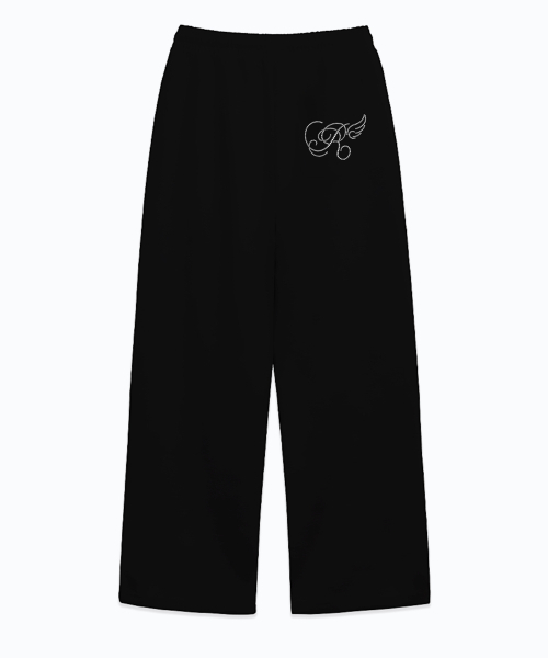 RANDOMOFF(ランダムオフ)の「R DOT WING MINI ONE TUCK WIDE SWEAT PANTS (2color)(スウェットパンツ・レディース・ブラック/グレー・SMALL/MEDIUM/LARGE)」の4枚目の写真
