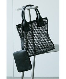 un/neu（アンノイ）の「ポーチ付きメッシュミニバッグ / メッシュバッグ / ペットボトル収納可能（ハンドバッグ）」