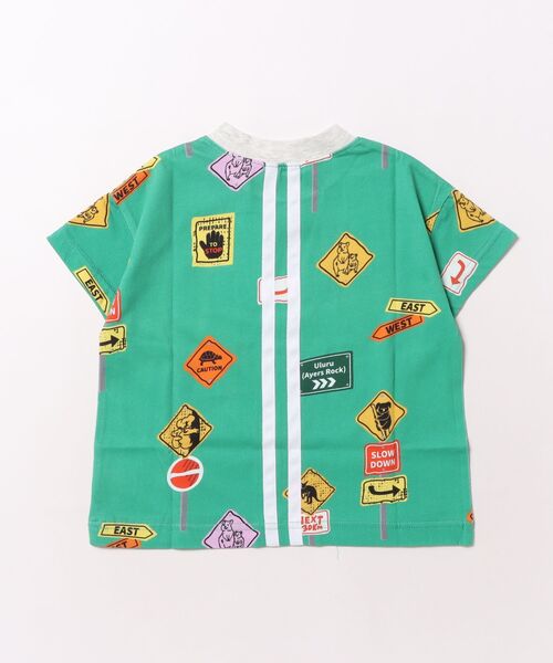 HAKKA KIDS（ハッカキッズ）の「ロードサインプリントオーバーサイズ半袖Tシャツ（Tシャツ/カットソー・キッズ・ベージュ/グリーン・100cm/110cm/120cm/130cm）」の3枚目の写真