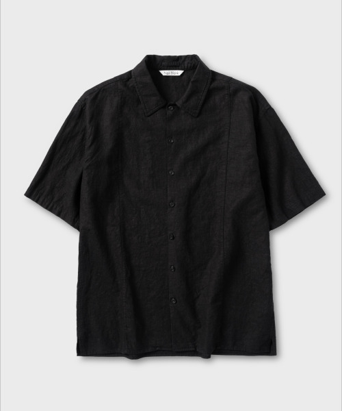 ウォッシングリネンHSシャツ_BLACK