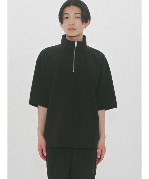 MIDIUMISOLID(ミディウミソリッド)の「MIDIUMISOLID Men’s ハーフジップワイドプルオーバー(Tシャツ/カットソー・メンズ・ブラック・48)」の1枚目の写真