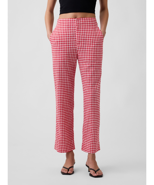 GAP(ギャップ)の「ハイライズ リネンブレンド ストレート クロップドパンツ(その他パンツ・レディース・レッド/ブラック・000/10/8/6/4/2/0/00)」の1枚目の写真