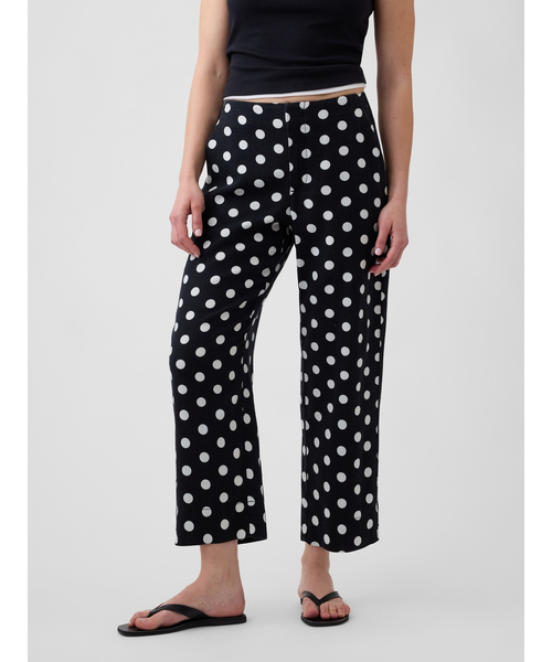 GAP(ギャップ)の「ハイライズ リネンブレンド ストレート クロップドパンツ(その他パンツ・レディース・レッド/ブラック・000/10/8/6/4/2/0/00)」の2枚目の写真