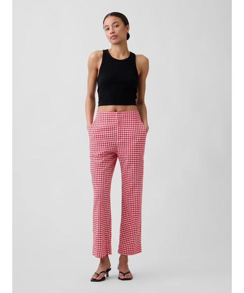 GAP(ギャップ)の「ハイライズ リネンブレンド ストレート クロップドパンツ(その他パンツ・レディース・レッド/ブラック・000/10/8/6/4/2/0/00)」の3枚目の写真