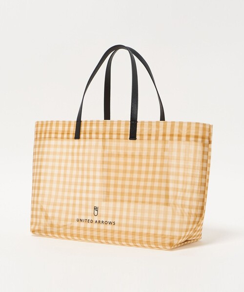 UNITED ARROWS(ユナイテッドアローズ)の「チェック メッシュ トートバッグ(トートバッグ・レディース・マスタード/ケリーグリーン・FREE)」の7枚目の写真