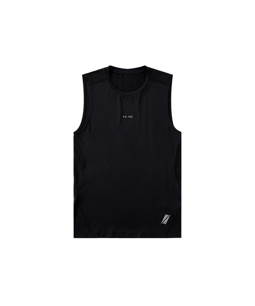 BUTTON SEOUL(ボタンソウル)の「42.195エアロテックベーススリーブレス(2カラー)(Tシャツ/カットソー・メンズ・ブラック/ホワイト・MEDIUM/LARGE/X-LARGE)」の1枚目の写真