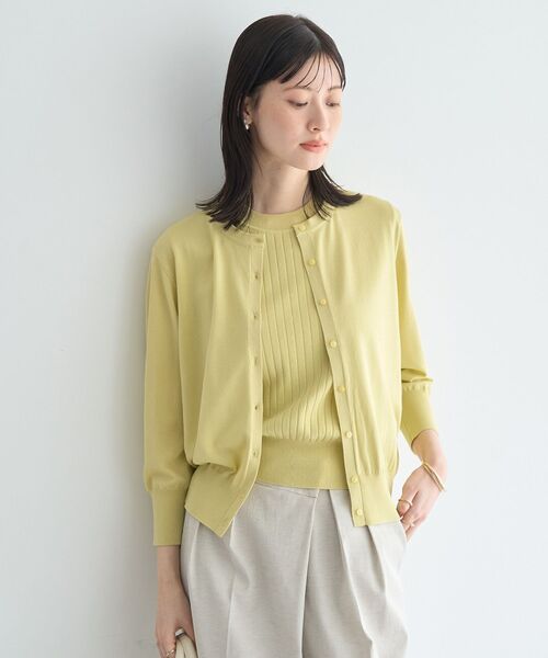 YECCA VECCA(イェッカヴェッカ)の「【マシンウォッシャブル/アンサンブル対応】ノースリーブリブニット(ニット/セーター・レディース・オフホワイト/グリーン/ブラック/イエロー・FREE)」の11枚目の写真