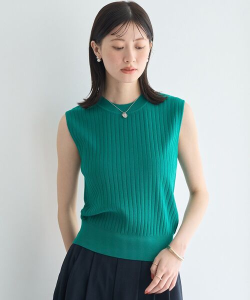 YECCA VECCA(イェッカヴェッカ)の「【マシンウォッシャブル/アンサンブル対応】ノースリーブリブニット(ニット/セーター・レディース・オフホワイト/グリーン/ブラック/イエロー・FREE)」の19枚目の写真