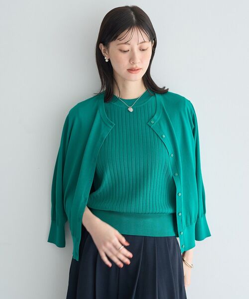 YECCA VECCA(イェッカヴェッカ)の「【マシンウォッシャブル/アンサンブル対応】ノースリーブリブニット(ニット/セーター・レディース・オフホワイト/グリーン/ブラック/イエロー・FREE)」の20枚目の写真